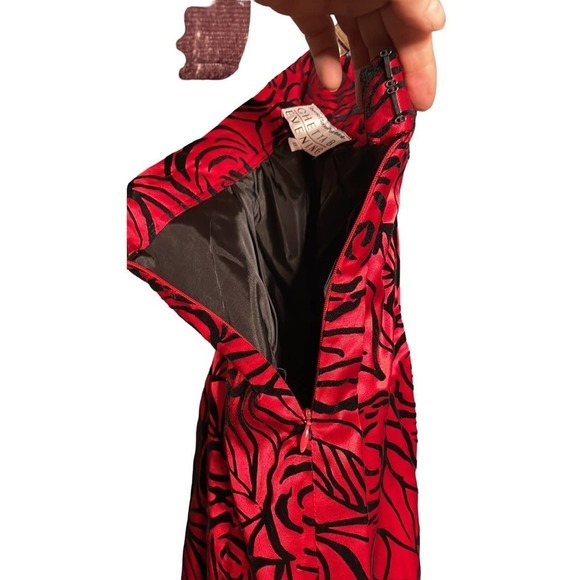 Chetta B Evening Long Formal Red/Black Floral Skirt Size 8 - Picture 7 of 9